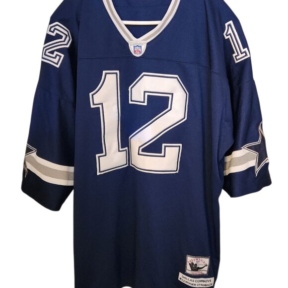 Roger Staubach Cowboys Mitchell & Ness Throwback Authentics Jersey Size 60 Blue